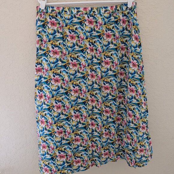 Vintage Christopher & Banks Floral Midi Skirt Buttons 90s Y2K 14P - Picture 7 of 8